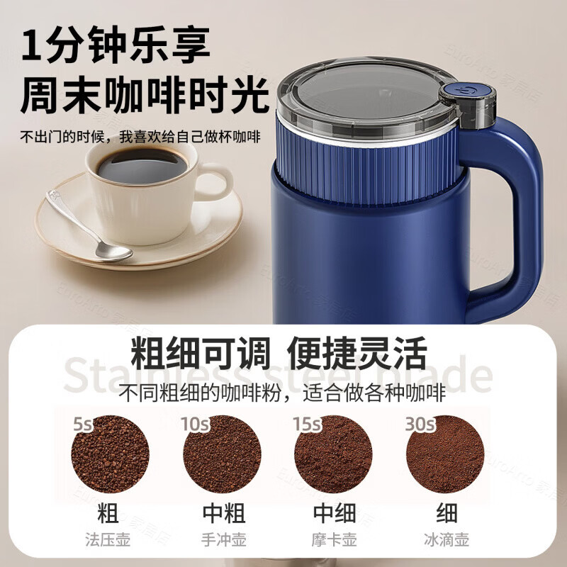 KDISV German grinding mill grinding small flour grinding household grinder Chinese medicine grains coffee nuts ultra-fine luxury model blue-copper movement-stainless steel blade (2 sets of blades in total) stainless steel household commercial electric seasoning pepper aniseed multi-function grinder