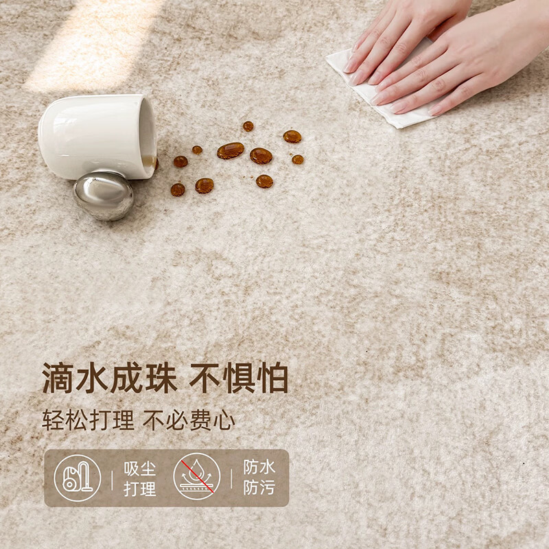 DEEMOON Living Room Carpet Light Luxury and High-Level Sense Bedroom Cream Style Imitation Cashmere Large Area Dirty Resistant Carpet 200*300