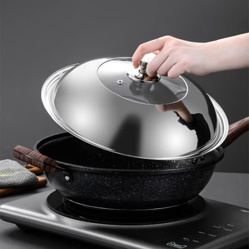 Sungsa Japanese high-arch pot lid 32 large 34-inch visible tempered glass household stand-up stainless steel cooking with high temperature resistance pure steel handle 30cm