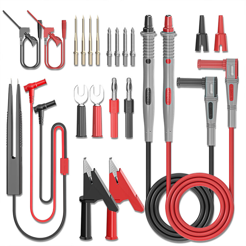 Cleqee multimeter test pens, multifunctional replaceable needle silicone test pens, extra soft, electric pen test lead kit, extra sharp test pens P1503E (replaceable needles + accessories)