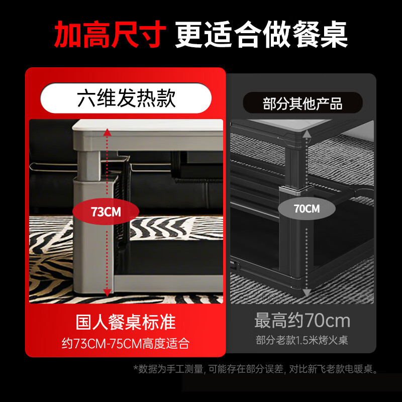 Xinfei's 26-year new electric heating table 1.5 meters graphene heating fire table stove table integrated home living room heating coffee table electric heater multi-functional heating table XC-S32D