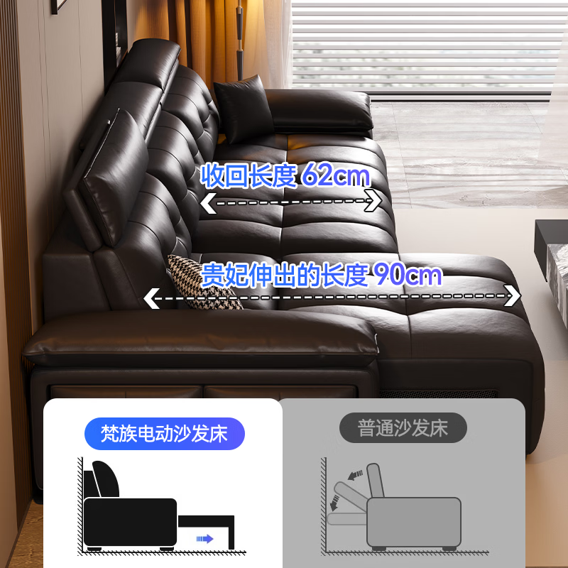 Sanskrit Lawrence Napa textured leather electric sofa function retractable zero wall Italian style minimalist luxury living room new style