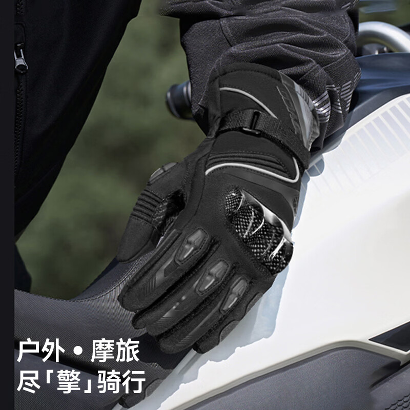 SCOYCO 2025 New Cycling Motorcycle Autumn and Winter Gloves for Riders Motorcycle Warm and Anti-Fall Carbon Fiber Protection Men and Women Waterproof Newly Upgraded MC164-2 Carbon Fiber/Waterproof Black 2XL