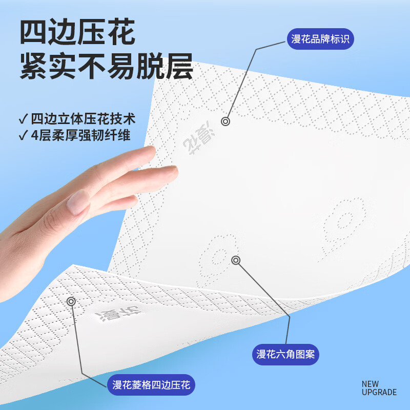 Manhua blue camellia tissue paper 4 layers 400 sheets * 20 large pack whole box wholesale household napkins face napkins toilet paper toilet paper