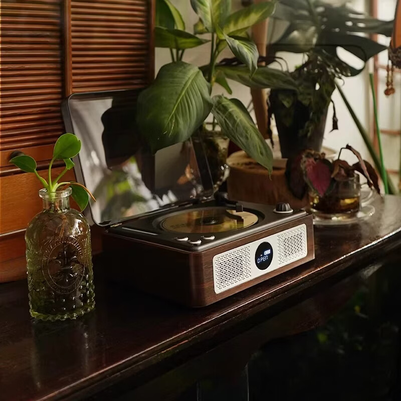 THINKYA F08 Retro CD Player Audiophile Album Player Portable All-in-One CD Player Audio Bluetooth Speaker Portable Audio Birthday Gift Walnut Color