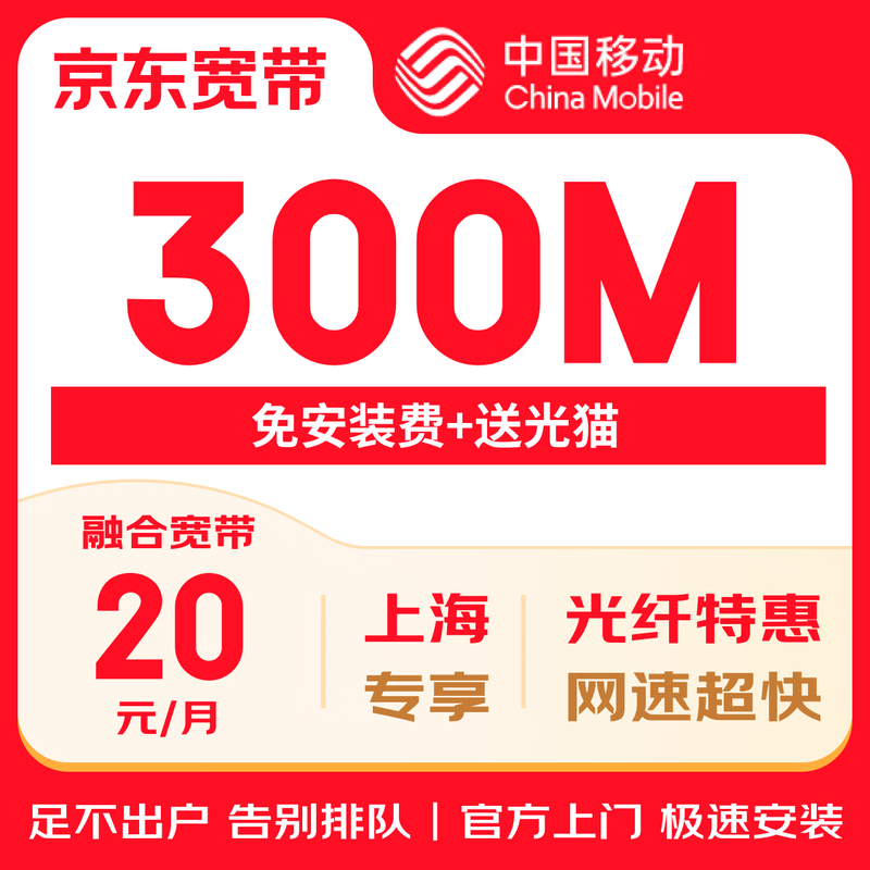 China Mobile Shanghai Mobile Integrated Broadband 50 yuan/month 1000M King Kong