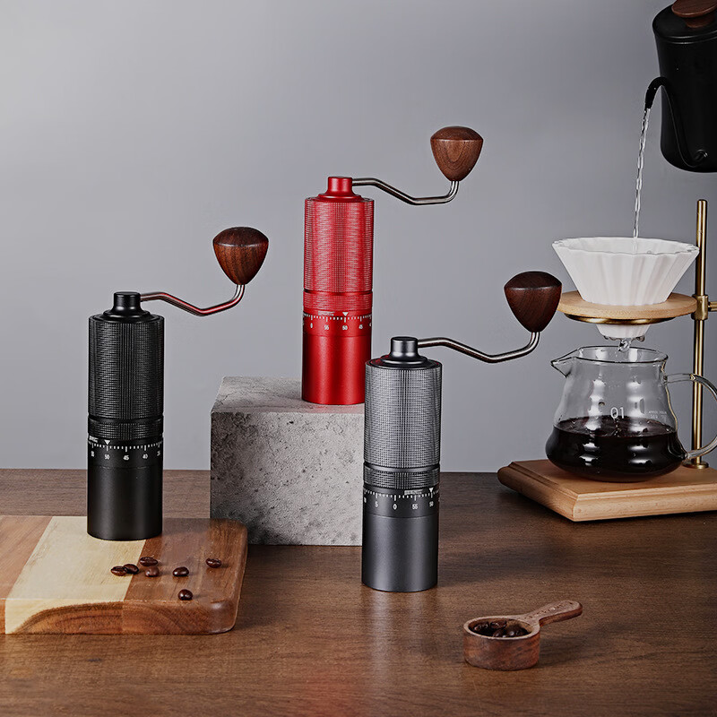 GOK external adjustment hand grinder steel core seven-star household coffee grinder outdoor portable coffee grinder square external adjustment seven-star-gun gray