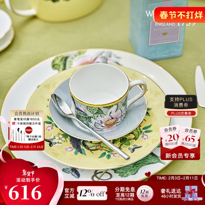 Wedgwood Wedgwood Wandering in the Beautiful Land and Dreaming of Water Lilies Bone China Coffee Cups and Saucers Exquisite Afternoon Tea Wandering in the Beautiful Lands and Dreaming of Water Lilies Coffee Cups and Saucers Set