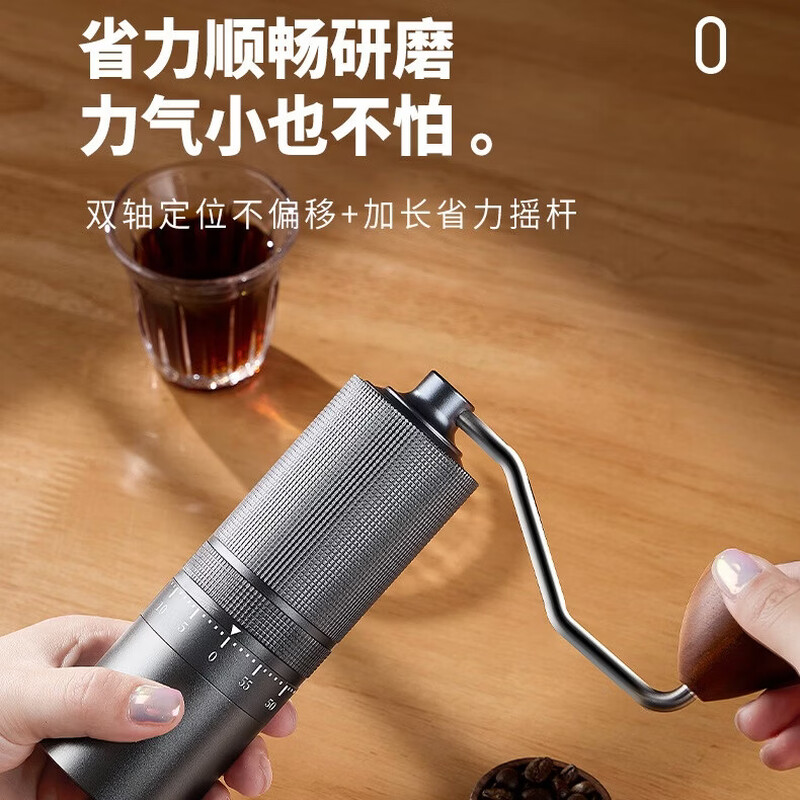 GOK external adjustment hand grinder steel core seven-star household coffee grinder outdoor portable coffee grinder square external adjustment seven-star-gun gray