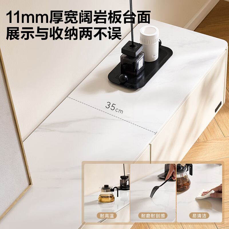 Quanyou Home Modern Simple Style TV Cabinet Living Room Storage Small Cabinet Light Luxury High-end Slate Tabletop Furniture Slate 1.8m TV Cabinet