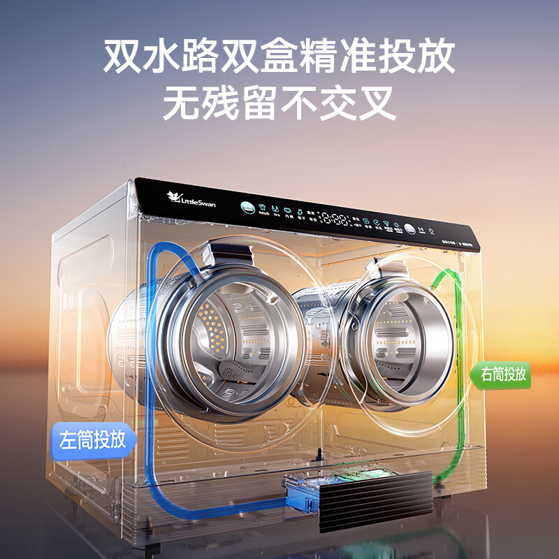 LittleSwan (LittleSwan) Price Guaranteed 618 Mini Xiaowumei Pro Dual-tube Zoned Washing 2KG Washing and Drying Integrated TNDD20-08AIDET Can be combined with a lazy three-tube washing machine and can be stacked