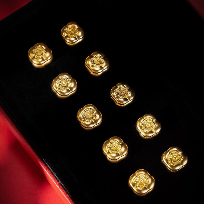Chow Tai Fook inheritance gift persimmon, everything goes well, pure gold, ancient method, gold ornaments, about 10g, price IF2152 gold Au999, about 10.02g