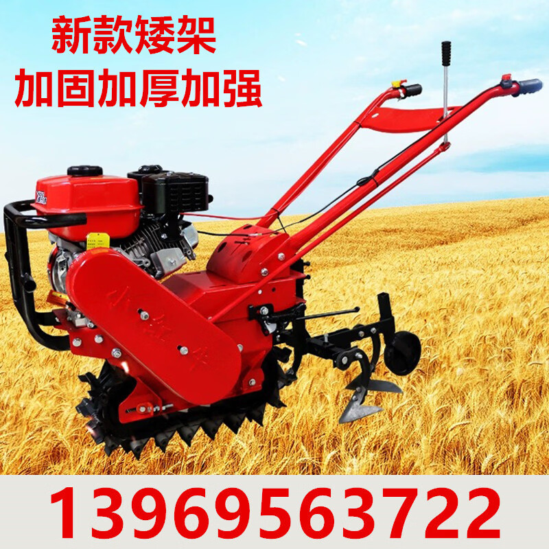 Crawler chain rail gasoline diesel micro tiller rotary tiller Little Red Bull ditching, ridging, soil fertilization and seeder (deposit in advance) hand-pulled 173 air-cooled diesel (full set of five agricultural tools)