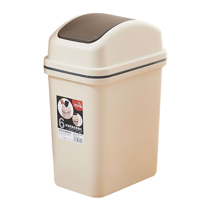 Feida Sanhe swing lid trash can for home bathroom toilet living room rectangular sandwich narrow flip lid trash can with lid 6L off-white