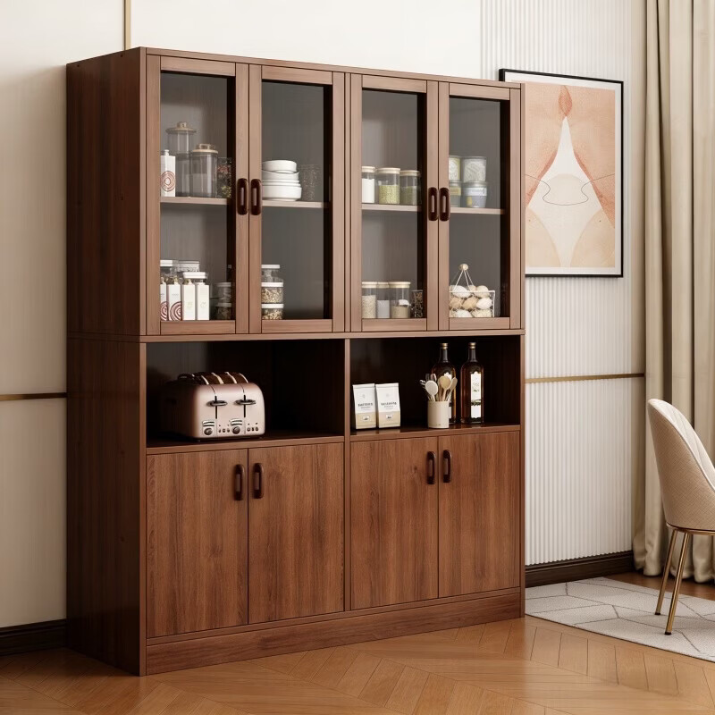 Sideboard integrated wall tea cabinet wine cabinet living room multi-functional storage storage cabinet cupboard kitchen cabinet 6 doors 1 drawer 2 compartments | Osugi Walnut color 0.8M