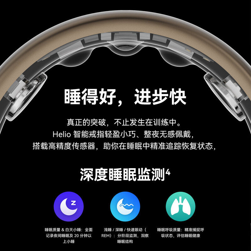 Huami Helio Ring Smart Ring Level 5 Titanium Alloy Waterproof Men's and Women's Healthy Black Technology Sleep Respiration Monitoring Heart Rate Variability Women's Menstrual Period Tracking Ring Helio Ring No. 8 (inner ring diameter 19mm, circumference 60.76mm)