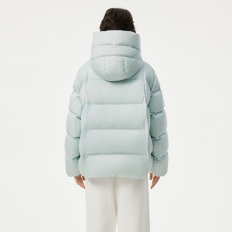 Tambor Korean style puff down jacket women's short removable hood winter loose thick coat TBF530368D Frost Blue S 160/84A