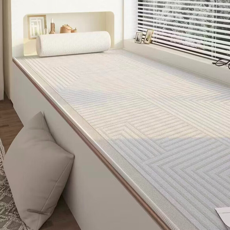 Yunbin Modern Simple Bay Window Mat Thickened Window Sill Mat 2026 New Four Seasons Master Bedroom Balcony Cushion Can Be Cut Cream Line-Bay Window 0cm*0cm Customized Size Contact Customer Service