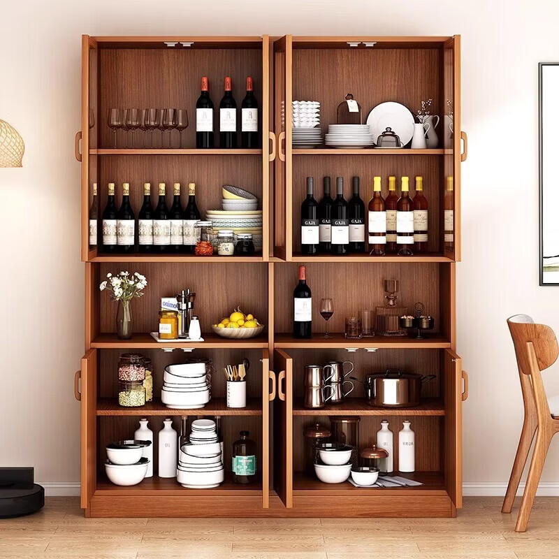 Sideboard integrated wall tea cabinet wine cabinet living room multi-functional storage storage cabinet cupboard kitchen cabinet 6 doors 1 drawer 2 compartments | Osugi Walnut color 0.8M