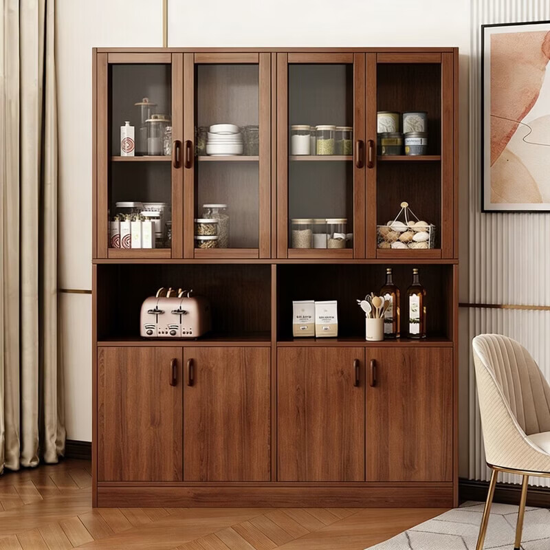 Sideboard integrated wall tea cabinet wine cabinet living room multi-functional storage storage cabinet cupboard kitchen cabinet 6 doors 1 drawer 2 compartments | Osugi Walnut color 0.8M