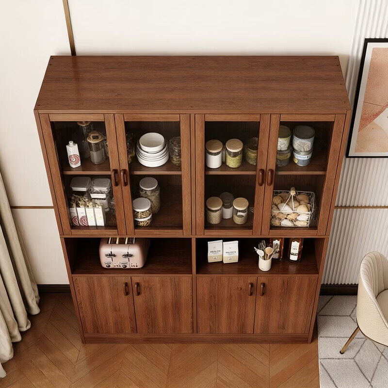 Sideboard integrated wall tea cabinet wine cabinet living room multi-functional storage storage cabinet cupboard kitchen cabinet 6 doors 1 drawer 2 compartments | Osugi Walnut color 0.8M