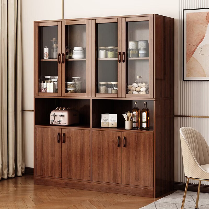 Sideboard integrated wall tea cabinet wine cabinet living room multi-functional storage storage cabinet cupboard kitchen cabinet 6 doors 1 drawer 2 compartments | Osugi Walnut color 0.8M
