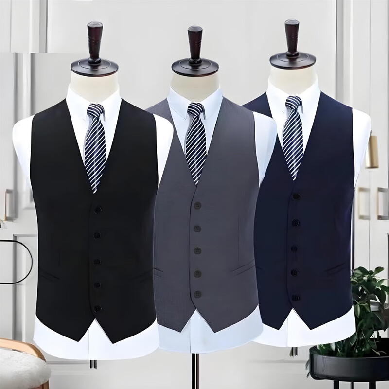 Men's Thin Vest Suit Vest Spring and Autumn Top Business Casual Vest Black Professional Fit Dress Gray MJ 4XL Weight 155-165 catties