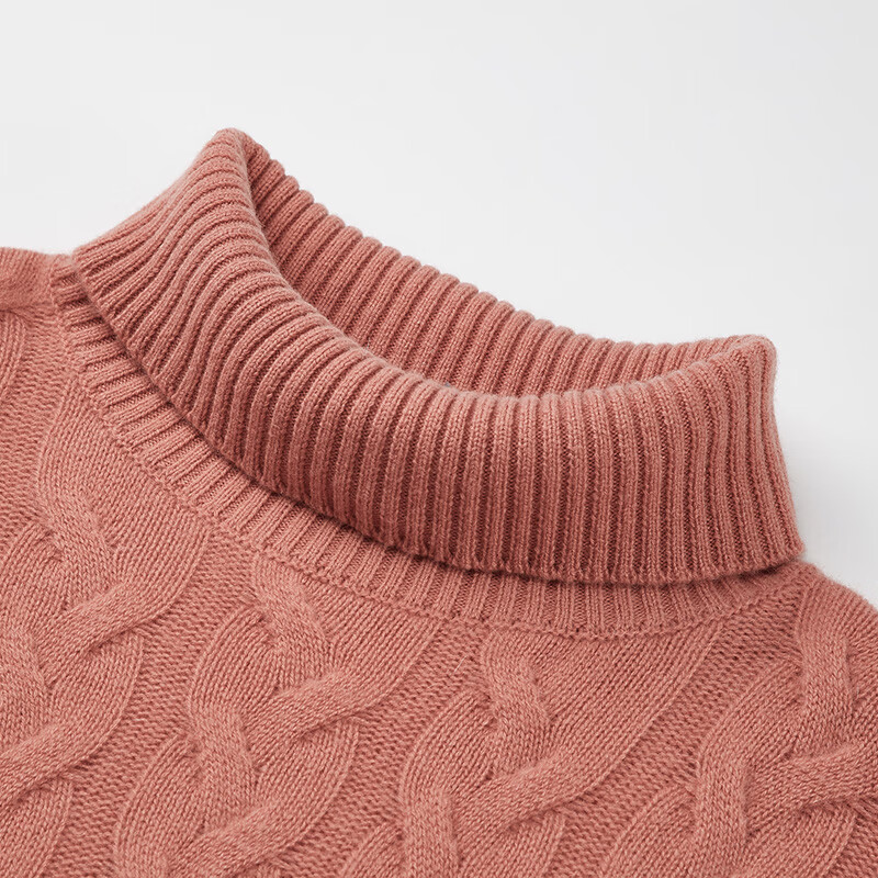 Pipi Dog Autumn and Winter Small Swing Collar Thick Needle Thick Sweater Lazy Style Cable Loose Shape Cashmere Sweater Women 453 Auburn Pink M 100