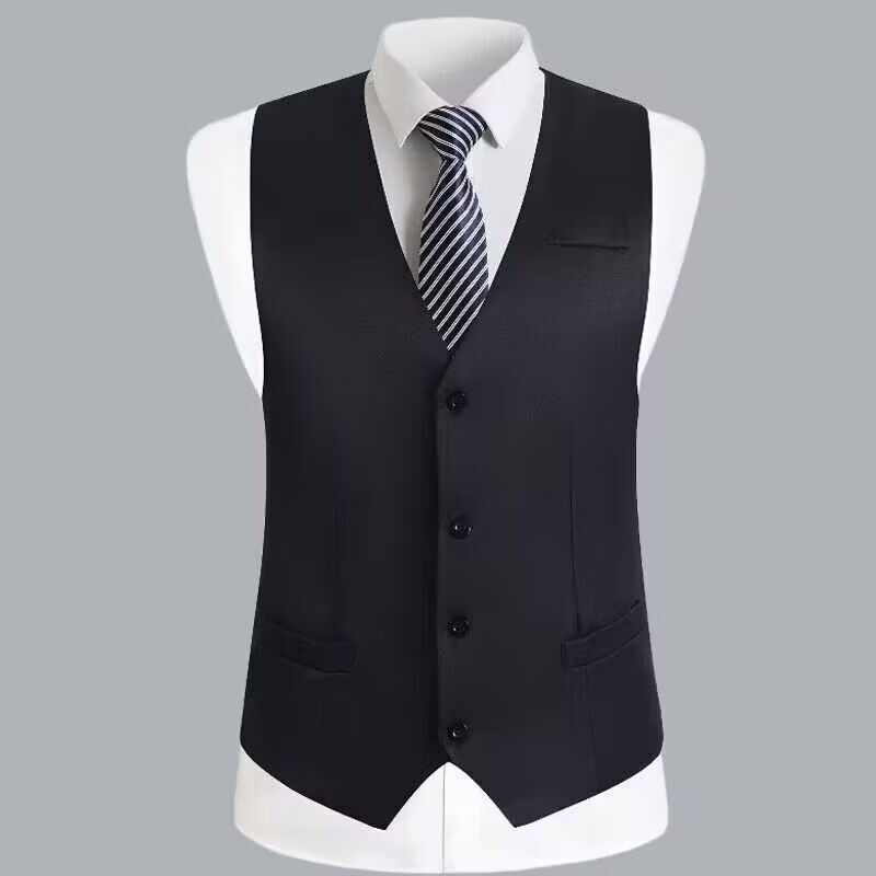 Men's Thin Vest Suit Vest Spring and Autumn Top Business Casual Vest Black Professional Fit Dress Gray MJ 4XL Weight 155-165 catties
