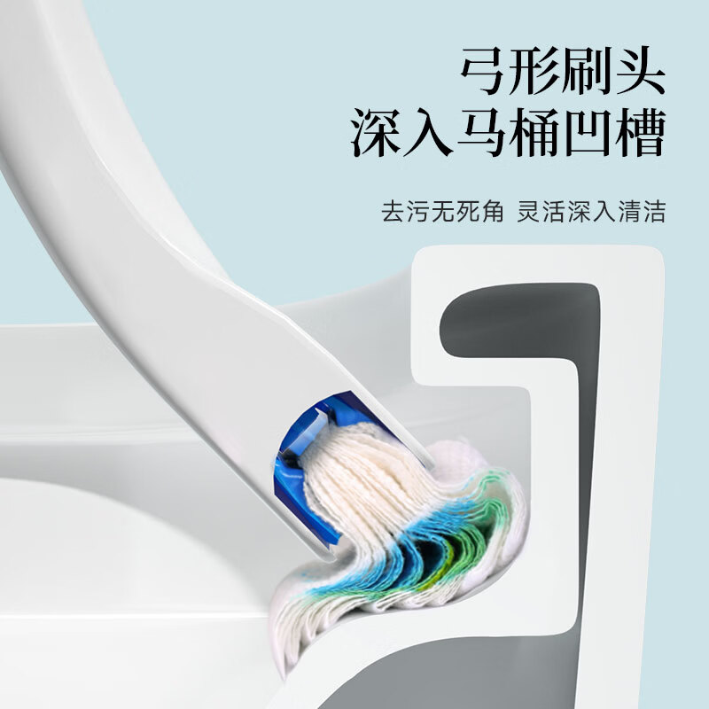 Yunlei disposable toilet brush + base + 28 mesh brush heads for household toilet washing, dissolvable and self-contained cleaning liquid for sterilization 99% bathroom cleaning