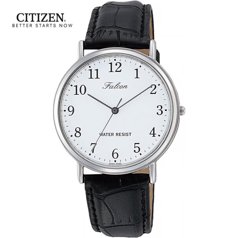 Citizen (CITIZEN) Japan direct mail Citizen watch Q996-304 overseas version pointer type waterproof leather strap watch white/black Japan direct mail