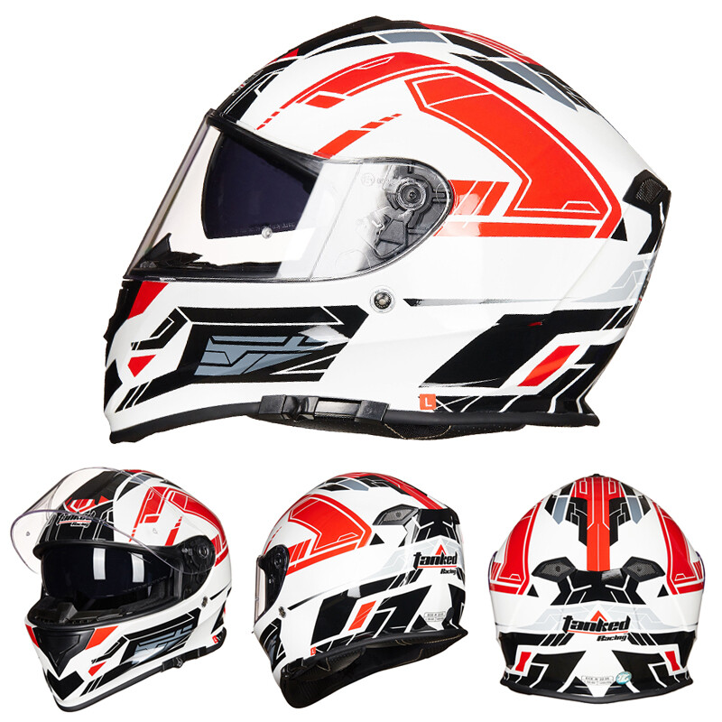 Tank T127 motorcycle helmet full-face helmet all-season dual-lens anti-fog electric vehicle helmet white blade red 2XL