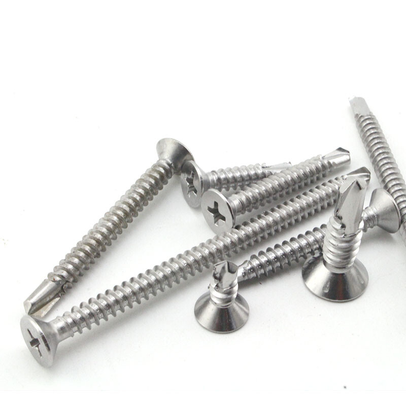Lianeng 410 stainless steel cross recessed countersunk head self-drilling self-tapping screw drill tail flat head screw 3.5 3.9 4.2 4.8 4.8*16 (price of 100 pieces)
