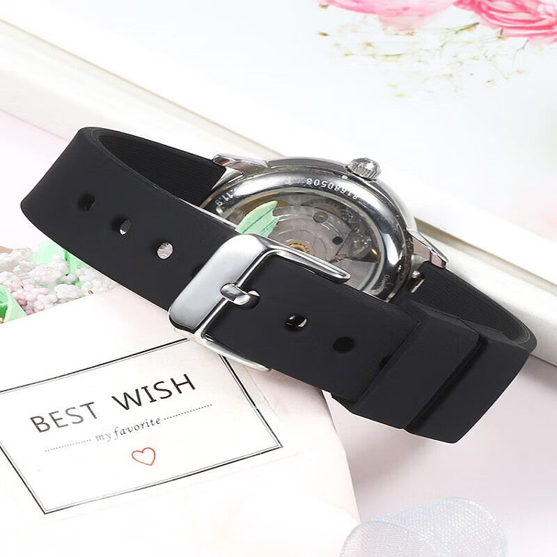 Universal silicone rubber watch strap black suitable for Casio Citizen Armani ck Tissot dw men's and women's wristband (C24) dark blue strap 20mm