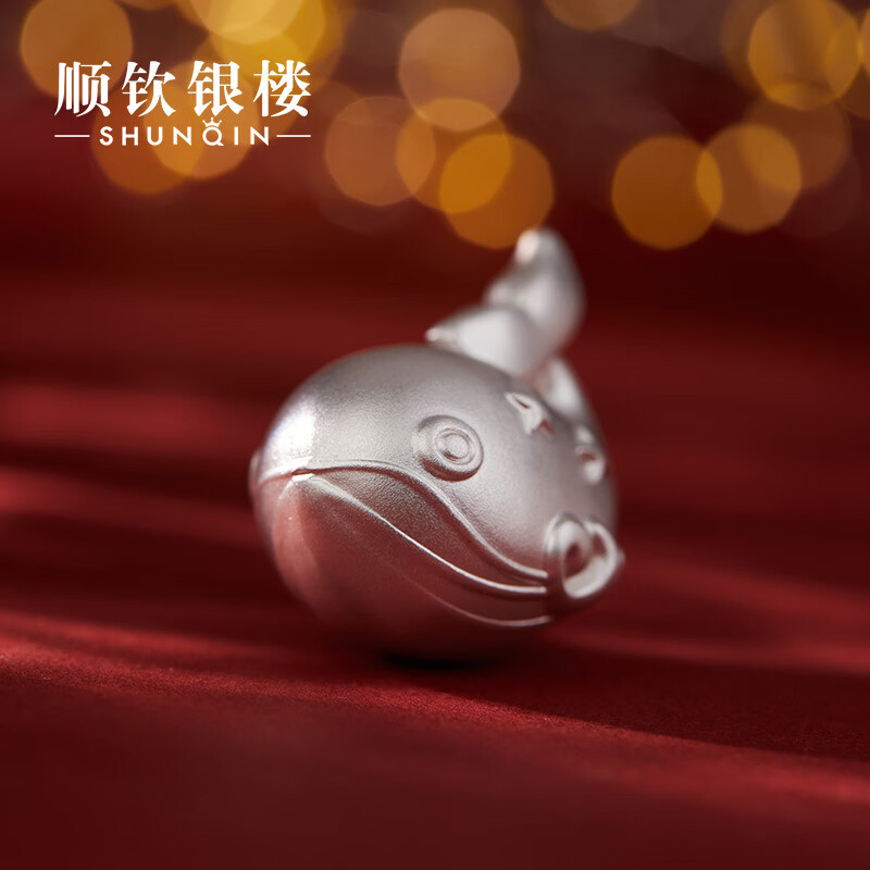 Shunqin Yinlou pure silver 999.9 ancient frosted silver cute whale Bobo whale silver ornaments investment collection and gift giving Bobo whale about 100 grams