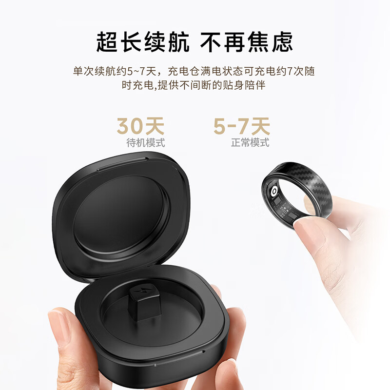Sayrelances Smart Ring Health Monitoring Electronic Black Technology Smart Ring Multifunctional Men's and Women's Waterproof Sleep Monitoring Bright Black No. 10 Inner Diameter 19.9mm