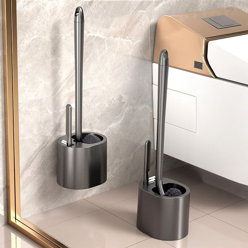 CLCEY household toilet brush bathroom wall-mounted long-handled wall-mounted set dead corner cleaning brush cleaning toilet artifact brush toilet brush + gap brush + drain base gun gray - set S type toilet brush new upgraded model
