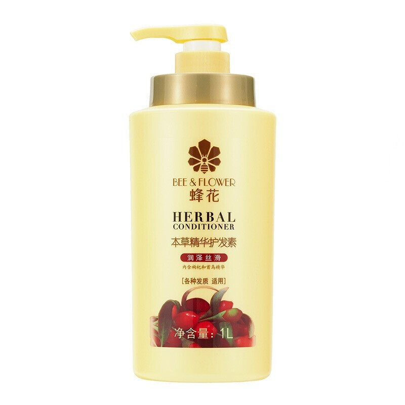 Bee Flower Conditioner 1L Moisturizing and Silky Herbal Essence Conditioner Large Bottle Care and Moisturizing Moisturizing Hair Conditioner for Men and Women Wolfberry + Shouwu 1L*2 Bottle Bee Flower