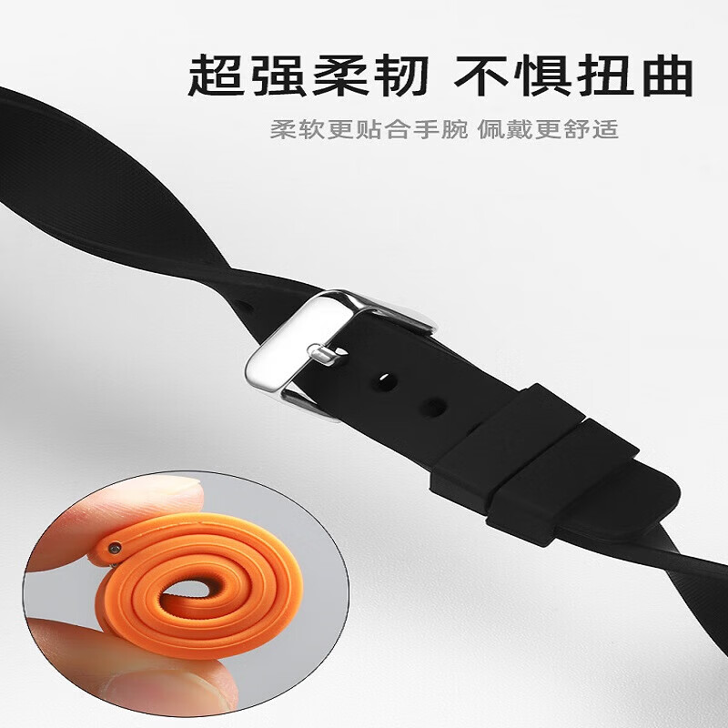 Universal silicone rubber watch strap black suitable for Casio Citizen Armani ck Tissot dw men's and women's wristband (C24) dark blue strap 20mm