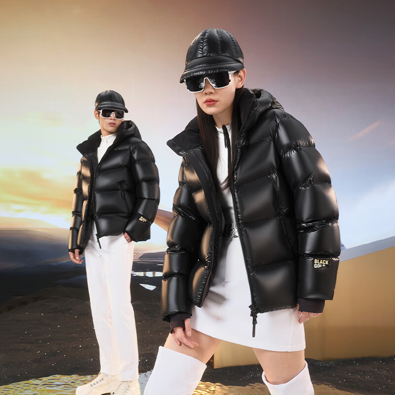 Govan Black Gold Goose Down Jacket Pioneer 4.0 Five-lattice Short Winter Fashion Down Jacket for Men and Women Black L