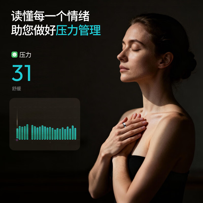 Yijie JCRingX6 smart ring AI ring health monitoring heart rate blood sugar blood oxygen sleep female menstrual period prediction ultra-long battery life multi-functional sports ring Silver No. 9