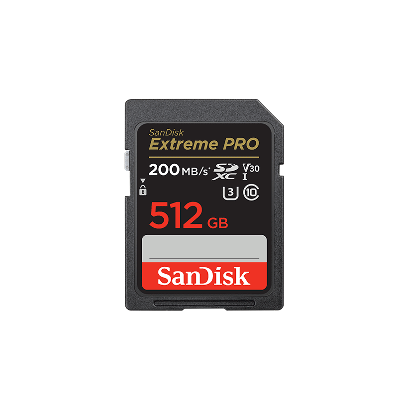 SanDisk 512GB SD memory card 4K V30 U3 C10 camera memory card reading speed 200MB/s writing speed 140MB/s mirrorless/SLR camera memory card
