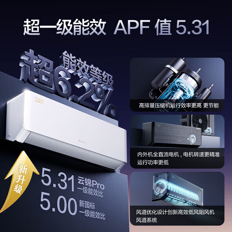 Gree air conditioner large 1 hp/large 1.5 hp/large 2 hp/large 3 hp Tianyi Yunjia PRO first-class energy efficiency variable frequency heating and cooling living room bedroom air conditioner hanging cabinet unit Yunjin PRO 1.5 hp cool outdoor unit not afraid of severe cold and heat Gree best-selling model