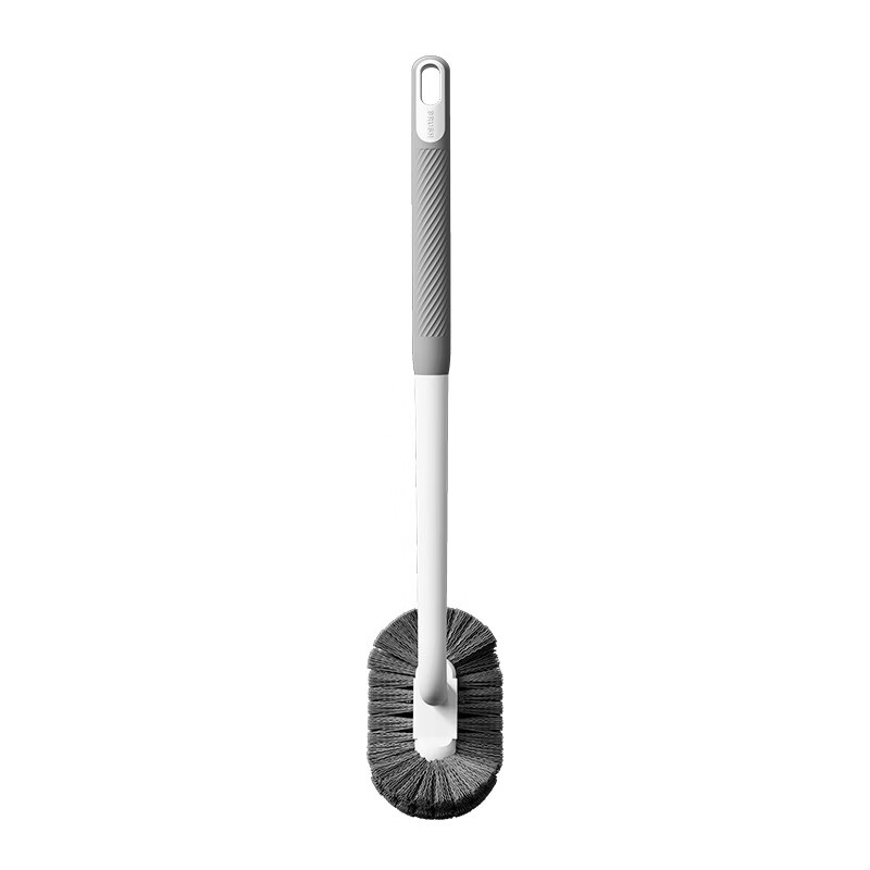 Household toilet brush without dead corners, bathroom toilet cleaning brush, soft hair long handle wall-mounted toilet cleaning brush, gray 1 free hook, no dead corners groove cleaning
