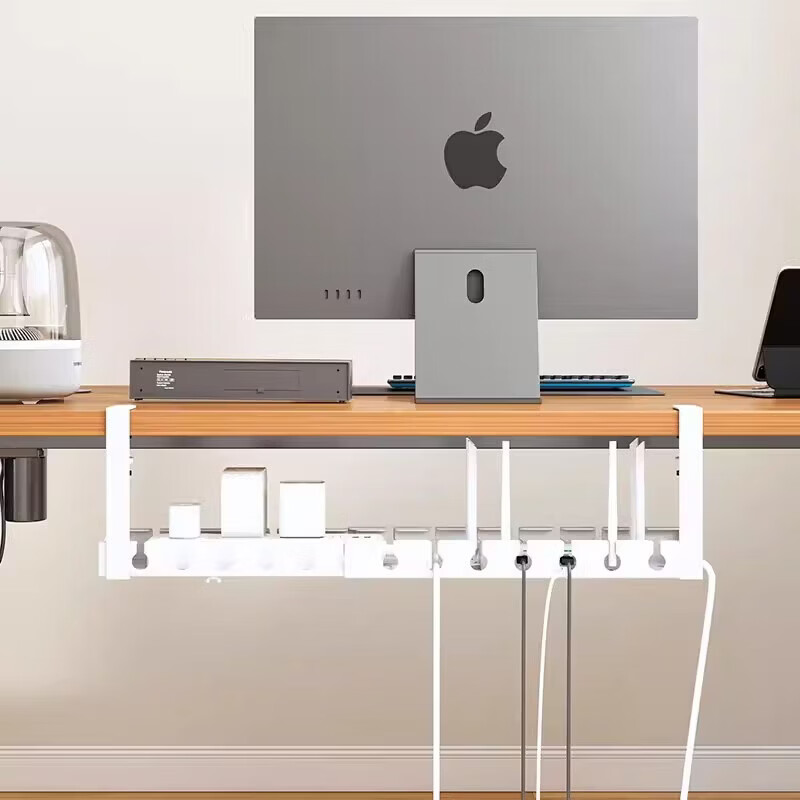 Under-desk cable organizer, punch-free power cord, shelf slot, line organizer, wire socket storage, desktop cable router, gun gray fixed model 40cm - first choice for cost-effectiveness
