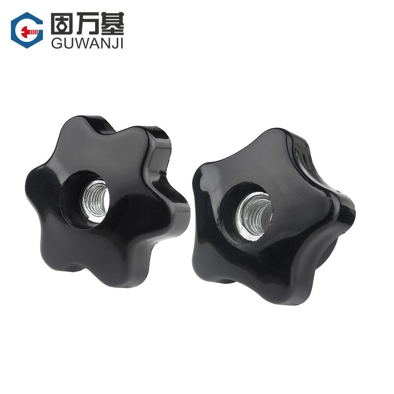 Guwanji five-star through-hole hand screw nut six-star plum bakelite handle screw cap knob handle nut large national standard M6 five-star outer diameter 21 (blind hole/copper core) 10 pieces