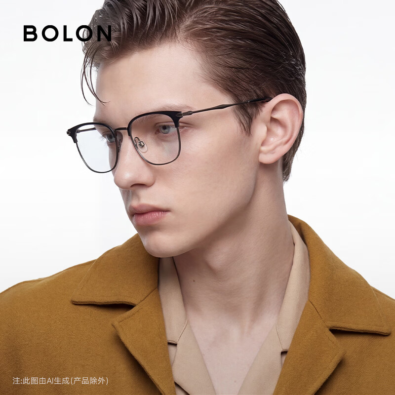 BOLON Tyrannosaurus glasses classic best-selling style myopia glasses frame light business eyebrow frame optical mirror men and women BJ6105 *titanium frame upgrade* titanium/10g BA7067B11 +0 yuan with anti-blue light lens 0 degree
