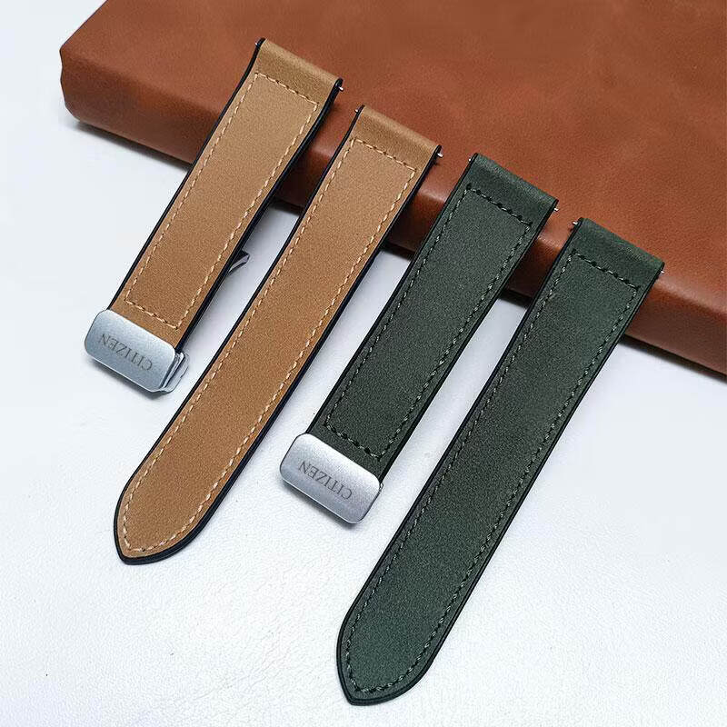UHFR soft waterproof sports silicone strap suitable for Citizen FF series Eco-Drive men's watch CA4554 dark green silver buckle 20mm