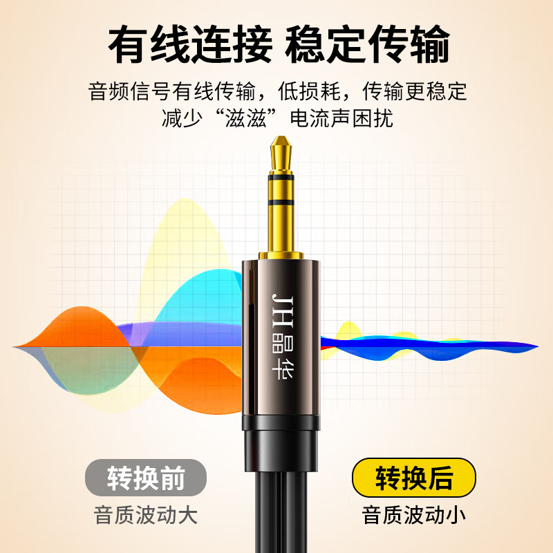 Jinghua 3.5mm to Dual Lotus 1/2 audio cable 2RCA red and white male-to-male connecting cable Mobile phone computer TV audio speaker amplifier conversion cable Black 3 meters A120H