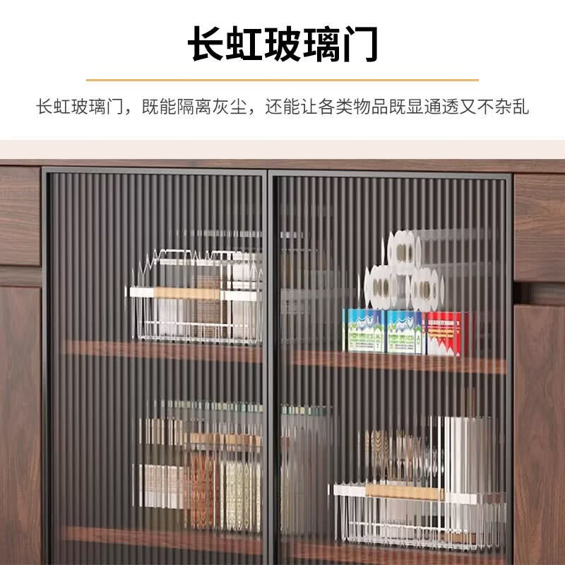 Yunxi home solid wood sideboard against the wall integrated tea cabinet side cabinet French retro multi-layer locker living room tea and wine cabinet pure solid wood + upgraded thickened 16MM back panel walnut color sideboard 80*40*89cm